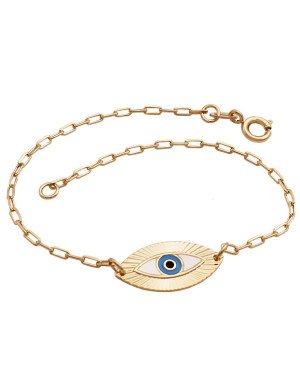 Pulseira Cartie Olho Grego Diamantado (Branco Azul Preto) - CE - 10mm x 180mm - 1.80gr