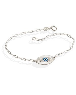 Pulseira Ag Cartie Olho Grego Diamantado (Branco Azul Preto) - G3 - 9mm x 180mm - 2.27gr
