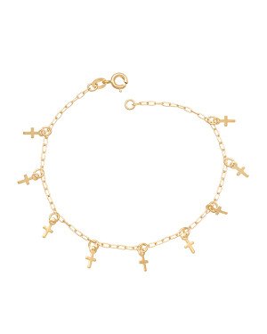 Pulseira c/ 9 Cruz Mini 8mm - CE - 4mm x 180mm - 1.60gr