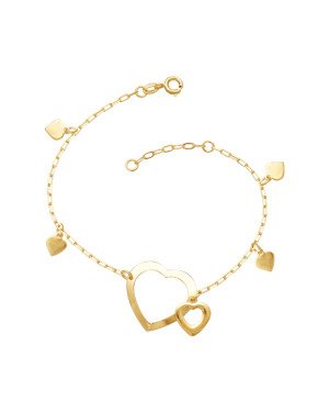 Pulseira Cartie c/ 6 Coracoes  - CE - 20mm x 180mm - 3.30gr