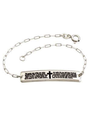 Pulseira AG Cartie 0.50 Diamanta c/ Placa Pai Nosso - G3 - 7mm x 180mm - 3.19gr