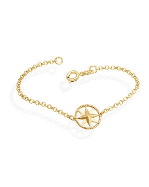 Pulseira Elo Portugues c/ Medalha Rosa Dos Ventos  - CE - 15mm x 180mm - 2.20gr