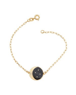 Pulseira c/ Lua Diamantada 4 Estrelas   - CE - 15mm x 180mm - 2.10gr