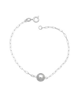 Pulseira AG c/ 1 Bola 8mm Corrente Cartie - G3 - 8mm x 180mm - 2.05gr