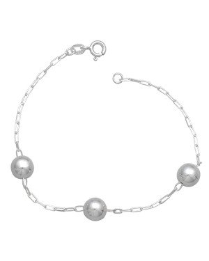 Pulseira AG c/ 3 Bolas 8mm Corrente Cartie - G3 - 8mm x 180mm - 3.61gr