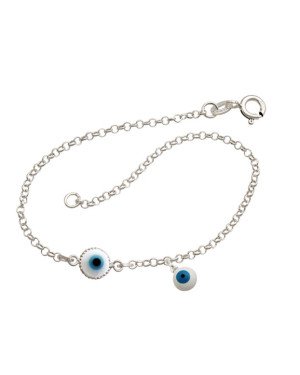 Pulseira AG Elo Port. 1 Olho Grego Diamant.1 Olho Grego 6mm - G3 - 10mm x 180mm - 1.55gr