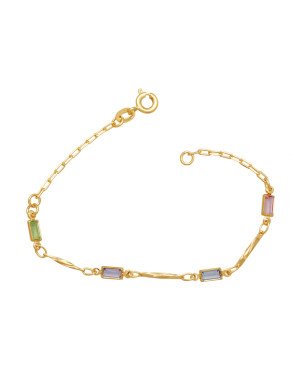 Pulseira c/ Retangulos Acrilicos E Palito Diamantados - CS - 3mm x 180mm - 1.60gr