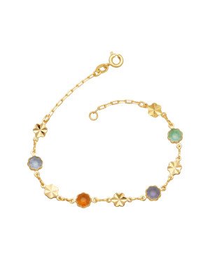 Pulseira c/ Flores Em Acrilico E Diamantada - CS - 5mm x 180mm - 2.50gr