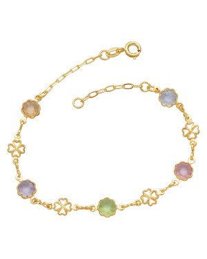 Pulseira c/ Flor Em Acrilico E Flor Vazada - CS - 5mm x 180mm - 2.00gr