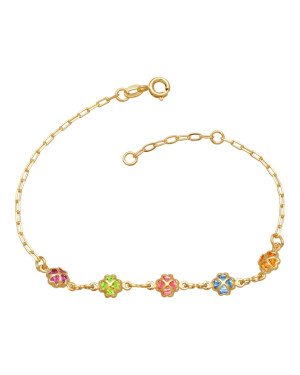 Pulseira c/ Flores Acrilicas Coloridas - CS - 5mm x 180mm - 1.60gr