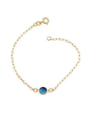 Pulseira Cartie c/ Redondo Borda Torcida (Azul Bandeira) - CE - 7mm x 180mm - 1.29gr