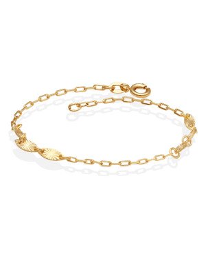 Pulseira Cartie c/ 6 Folhinhas Diamantadas - CE - 4mm x 180mm - 1.84gr