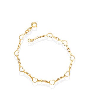 Pulseira c/ Corrente c/ Coracoes Vazados - CE - 5mm x 180mm - 1.70gr