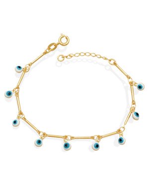 Pulseira c/ Palito Liso E Olho Grego 4mm    - CS - 4mm x 180mm - 2.30gr
