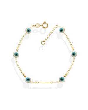 Pulseira c/ Corrente c/ Palito Liso e Olho Grego 6mm - CS - 6mm x 180mm - 2.10gr