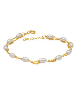 Pulseira Dupla c/ Cingapura e Corrente c/ Semente Perola - CS - 1mm x 180mm - 2.10gr