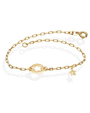 Pulseira c/ Redondo 11mm Reto c/ Estrela Vazada - CE - 11mm x 180mm - 1.70gr