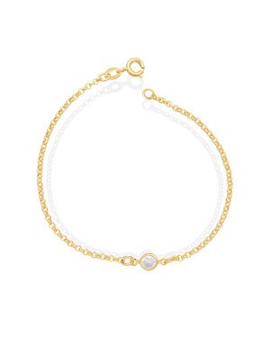 Pulseira Elo Portugues c/ 1 Zirconia 5mm - CE - 5mm x 180mm - 1.80gr