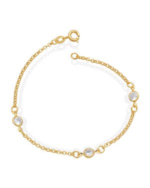 Pulseira Elo Portugues c/ 3 Zirconia 5mm  - CS - 5mm x 180mm - 1.90gr