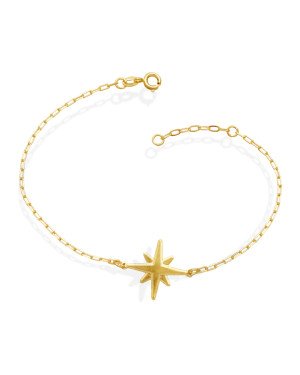 Pulseira Corrente Cartie c/ Estrela 18mm Lisa - CE - 18mm x 180mm - 1.70gr