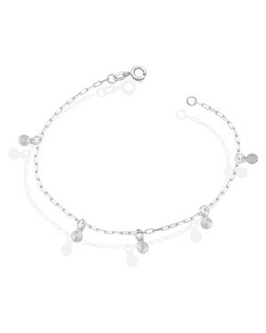 Pulseira AG c/ 5 Redondos 4mm Diamantado  - G3 - 4mm x 180mm - 1.57gr