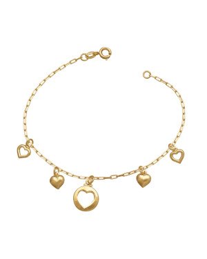 Pulseira Cartie Medalha Coracao Vaz.c/ 4 Coracoes   - CE - 11mm x 180mm - 2.20gr