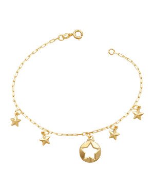 Pulseira Cartie Medalha Estrela Vaz 11mm c/ 4 Estrelas  - CE - 11mm x 180mm - 2.00gr