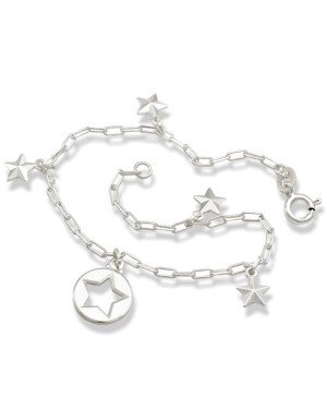Pulseira AG Cartie Medalha Estrela Vaz 11mm c/ 4 Estrelas  - G3 - 11mm x 180mm - 2.45gr
