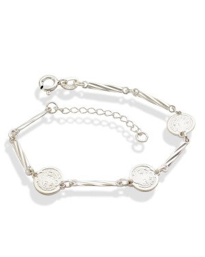 Pulseira c/ 6 Palitos Diamantados e 3 Sao Bento 8mm - G3 - 8mm x 180mm - 3.46gr