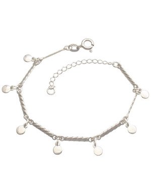Pulseira AG c/ 8 Palitos Torcido e 7 Redondos Lisos 4mm - G3 - 4mm x 180mm - 3.06gr