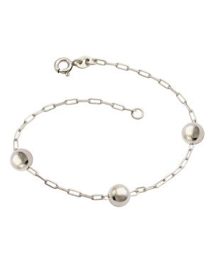 Pulseira AG Cartie c/ 3 Bolas 6mm - G3 - 6mm x 180mm - 2.45gr
