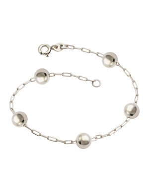 Pulseira AG Cartie c/ 5 Bolas 6mm - G3 - 6mm x 180mm - 3.23gr