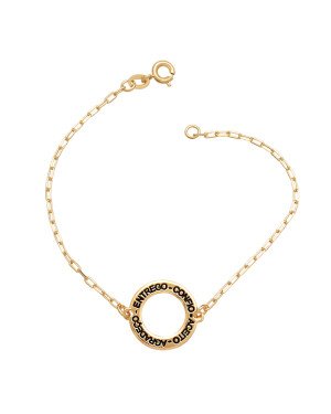 Pulseira c/ Redondo 15mm Entrego/Confio/Aceito/Agradeco - CE - 15mm x 180mm - 2.08gr