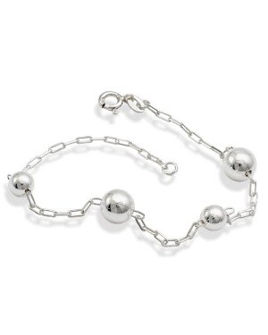 Pulseira AG 18cm Cartie c/ 2 Bolas 6mm/2 Bolas 8mm - G3 - 8mm x 180mm - 3.59gr
