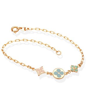 Pulseira c/ 3 Flores p/ Resina (Rosa/Azul/Verde) - CE - 9mm x 180mm - 1.86gr