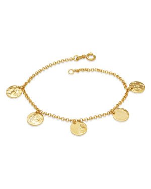Pulseira Elo Portugues p/ 5 Medalhas Fases da Lua - CE - 9mm x 180mm - 3.80gr