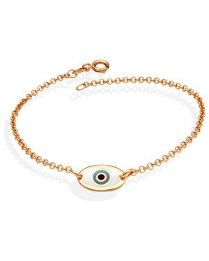 Pulseira  Elo Portugues c/ Oval Olho Grego 12mm p/ Resina - CE - 7mm x 180mm - 2.10gr