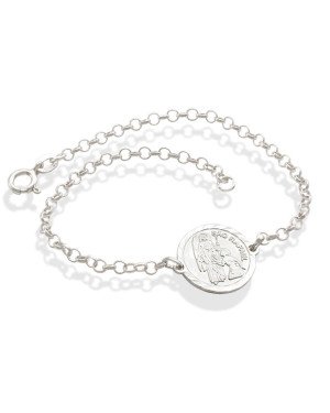 Pulseira AG Elo Portugues c/ Anjo "Sao Rafael" (Fosco) - G3 - 15mm x 200mm - 3.75gr