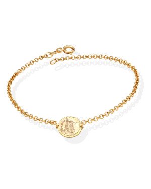 Pulseira Elo Portugues c/ Anjo "Sao Miguel" - CE - 15mm x 200mm - 4.70gr