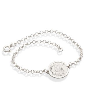 Pulseira AG Elo Portugues c/ Anjo "Sao Miguel" (Fosco) - G3 - 15mm x 200mm - 3.77gr