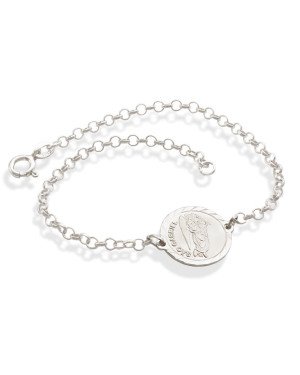 Pulseira AG Elo Portugues c/ Anjo "Sao Gabriel" (Fosco) - G3 - 15mm x 200mm - 3.76gr