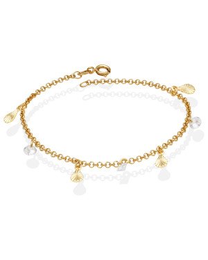 Pulseira c/ 3 Zirconias 4 Gotas Diamantadas - CE - 4mm x 180mm - 2.30gr