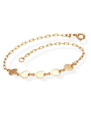 Pulseira Cartie c/ 5 Coracoes Liso 6mm - CE - 6mm x 180mm - 1.50gr