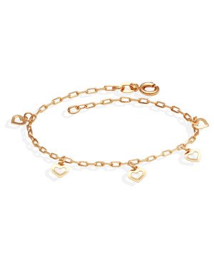 Pulseira Cartie c/ 5 Coracoes Retos Vazados 6mm - CE - 6mm x 180mm - 1.60gr