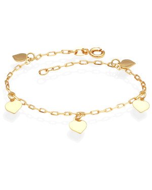 Pulseira Cartie c/ 5 Coracoes Retos 6mm - CE - 6mm x 180mm - 1.80gr