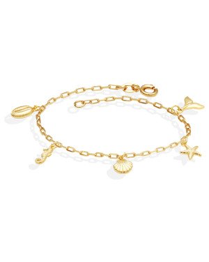 Pulseira Cartie c/ 5 Acessorios Diversos Mar  - CE - 8mm x 180mm - 2.19gr