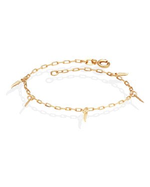Pulseira Cadeado Elo Longo c/ 5 Pena  - CE - 6mm x 180mm - 1.20gr