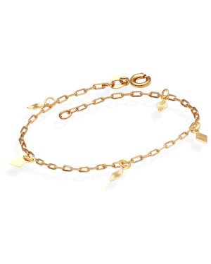 Pulseira Cadeado Elo Longo c/ 3 Losango Diamantado 2 Liso - CE - 6mm x 180mm - 1.35gr