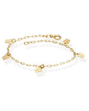 Pulseira Cadeado Elo Longo c/ 5 Borboletas Lisas Estampada   - CE - 6mm x 180mm - 1.72gr