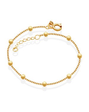 Pulseira Veneziana c/ Bolinha   - CS - 1mm x 200mm - 1.18gr